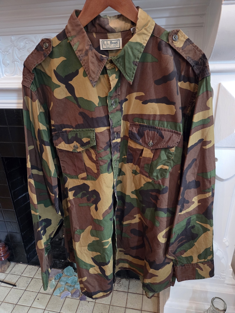 VTG L.L. Bean Woodland Camo Field shirt Made in USA - XXL